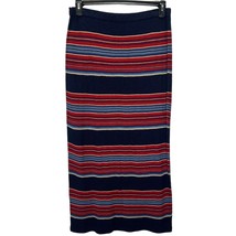 LRL Ralph Lauren Striped Southwestern Linen Blend Maxi Skirt Size M Blue Red  - $69.25