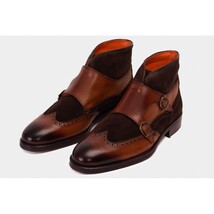 The Albus Tan Leather & Suede Double Strap Monk Brogue Men Boot image 7