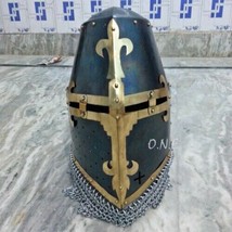 Crusader Great Helmet with brass cross, 13th SCA ARMOR Best Gift - £79.48 GBP