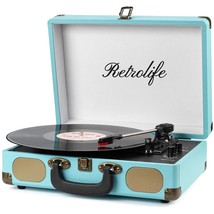 Record Player With Speakers 3-Speed Bluetooth Suitcase Portable Vinyl Re... - £72.68 GBP