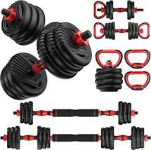4 in 1 Weight Set, Dumbbell, Barbell, Kettlebell, Push-Up, Home Gym Fitn... - £150.07 GBP
