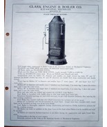 Vintage Clark Engine &amp; Boiler Co Information Sheet 1920s - $3.99