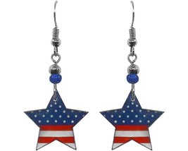 American Star USA Flag Graphic Dangle Earrings Womens Fashion Handmade Jewelry I - £11.67 GBP