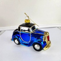 Blue Old Fashioned Car Glass Christmas Ornament NIB - £11.79 GBP