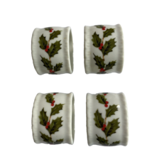 Lefton Holly Berry Ceramic Napkin Rings Set of 4 Vintage 1985 #05242 - $12.86