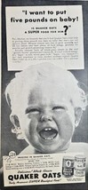 QUAKER OATS-BABY-Quick Mothers Oats-Super Breakfast Food-1942 Vintage Pr... - $12.34