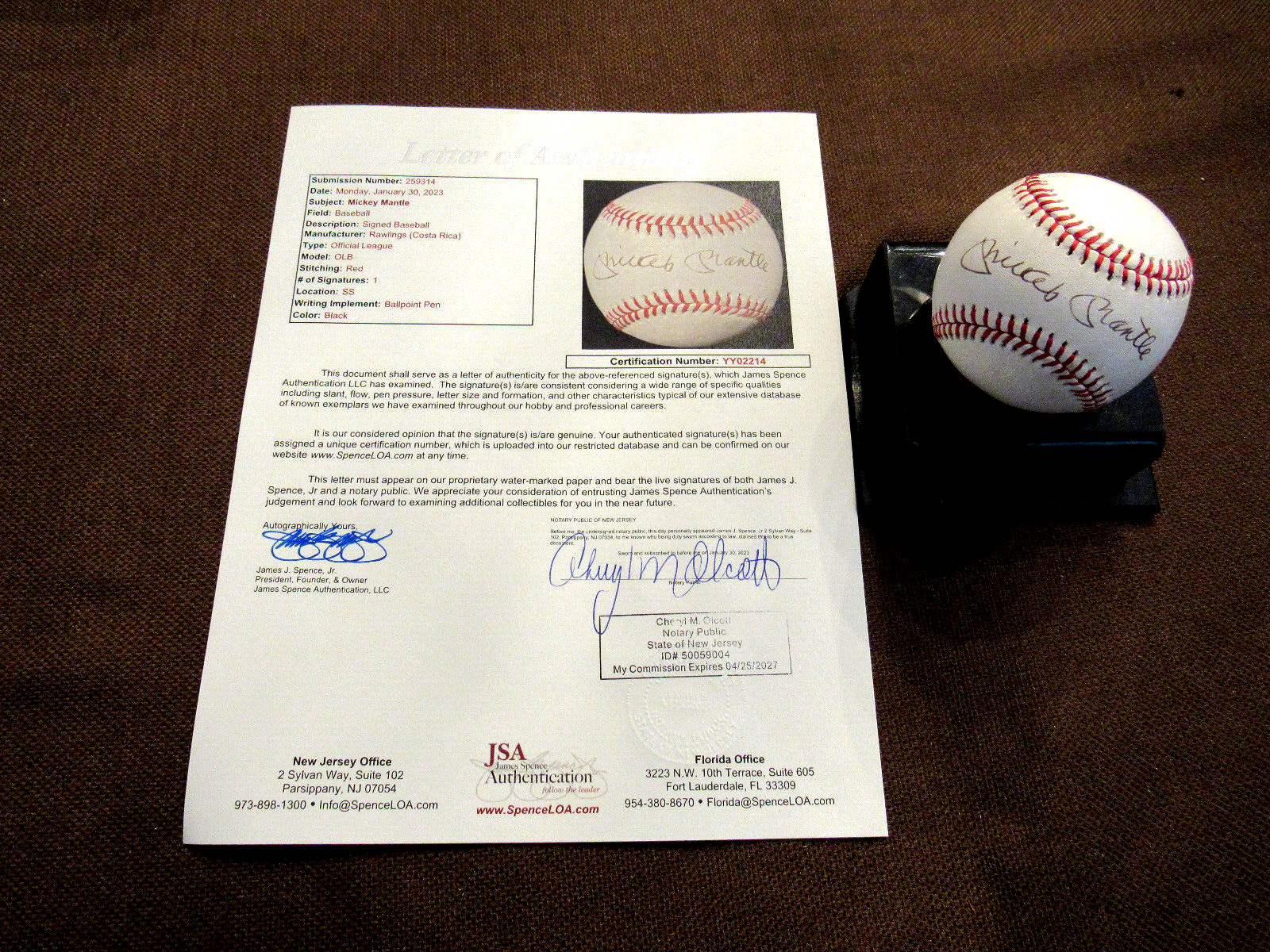 MICKEY MANTLE NY YANKEES TC HOF SIGNED AUTO VINTAGE OL BASEBALL JSA LOA ... - $989.99