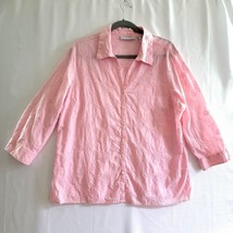 Sag Harbor Womens Button Up Shirt Size XL 3/4 Sleeves Lt Pink Barbiecore - £9.30 GBP