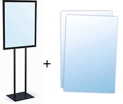 Black Bulletin 22&quot;W x 28&quot;H Sign Holder with Clear Lens Overlays - $71.15