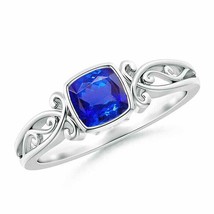 ANGARA Vintage Style Cushion Tanzanite Solitaire Ring for Women in 14K Gold - £589.09 GBP