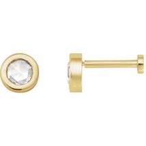 14K Yellow Gold 1/8 CT Rose-Cut Natural Diamond Press Fit Back Stud Earring - £283.54 GBP