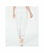 Alfani Womens 12 White Crochet Ankle Tummy Control Slim Leg Crop Pants N... - €21,33 EUR