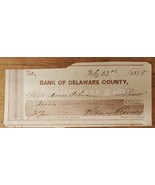 1858 antique BANK of DELAWARE COUNTY CHECK pa AMOS JOHNSON Wm GESNER - £33.06 GBP