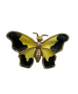 VItg Yellow and Black BUTTERFLY Brooch Pin - $13.04 CAD
