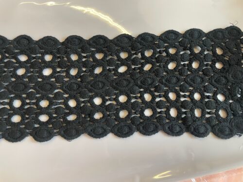 Black Cotton Venice Venise Dotted Double Scalloped Lace Trim 5.5”per Yard - $3.59