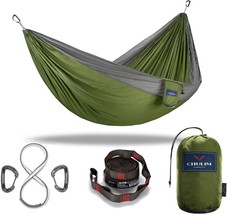 Double Camping Hammock With Tree Straps &amp; 12Kn Aluminum Carabiners 500Lb... - $44.96