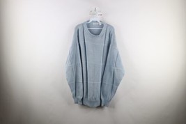 Vtg 90s Streetwear Mens XLT Heavyweight Cotton Ribbed Knit Sweater Carolina Blue - £46.68 GBP