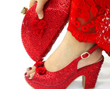 Red women shoes high heel shoe and bag set ankle strap wedding party pumps sandals thumb155 crop
