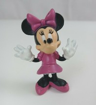 Disney Minnie Mouse Fuschia Dress &amp; Bow 2.25&quot; Collectible Figure - £6.97 GBP