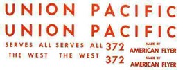 Union Pacific 372 Diesel Adhesive Sticker Set For Made By American Flyer Parts - $16.99