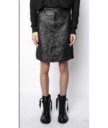  Zadig &amp; Voltaire Juicer Cuir Crinkled Leather Black Skirt  $598, Sz 34 ... - $135.38 CAD