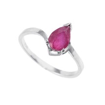 Silver Ruby Engagement Ring Ruby Promise Ring 5x7 mm Pear Ruby Anniversa... - £31.14 GBP