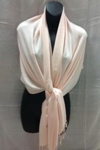 Light Peach Women Soft Pashmina Classic Solid Cashmere Scarf Stole Wrap - £14.87 GBP