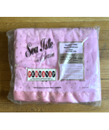 Vintage NOS Beacon Sea Isle Permanap Rayon Pink Blanket Satin Trim 72x90... - £70.57 GBP