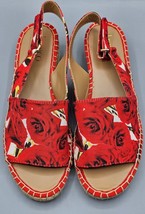Franco Sarto Slingback Espadrille Wedge Leanne Red Rose Sandals, Womens Size 7.5 - £14.93 GBP