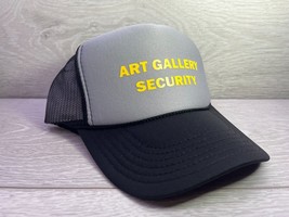 New Art Gallery Security Black Gray Hat 5 Panel High Trucker Snapback Vintage - £16.08 GBP