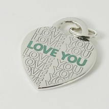 Return to Tiffany LOVE YOU Blue Enamel Extra Large Heart Tag Charm or Pendant - £215.02 GBP