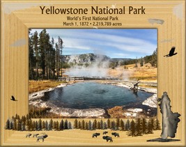 Yellowstone National Park with Geyser Laser Engraved Wood Picture Frame ... - £23.97 GBP