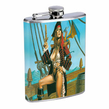 Vintage Pirate Ship D11 Flask 8oz Stainless Steel Hip Drinking Whiskey - £11.64 GBP