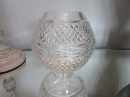Galway Leah Irish Crystal Rose Bowl 6.25&quot;H Foil Sticker Hard to Find - $28.66