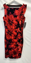 Alexa B Red Velvet Floral Sheath Dress Cocktail Formal Evening NEW 8 - £30.95 GBP