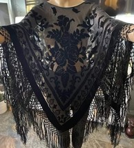 STEVIE NICK&#39;S STYLE BLACK  ARTDECO GYPSY BOHEMIAN DELUXE VELVET PONCHO TOP - $188.09