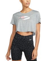 Nike Womens Dri fit Logo Cropped Top,Grey,3X - $49.50