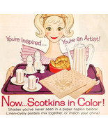 1960 Scotkins Multicolor Napkins Advertisement Table Home Decor Vintage ... - $41.12 CAD