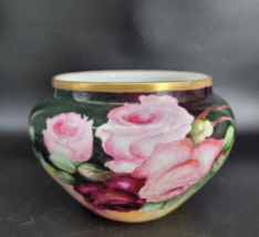 William Guerin Limoges France Rose Vase 5x7&quot; Hand Painted C. 1900s Artis... - £217.41 GBP