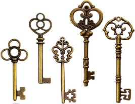 Large Key Pendants Skeleton Key Pendants Antiqued Bronze Big Skeleton Key 5pcs - £3.98 GBP