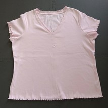 Perfect Fit Womens Plus Pink Ribbed Short Sleeve Top Sz 22/24 Casual Lig... - £11.29 GBP