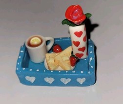 Dollhouse Valentine Decorated Breakfast Tray Tea Toast Rose  - $10.00