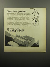 1951 Pitney-Bowes MailOpener Model LE Ad - Save those precious morning minutes - $18.49