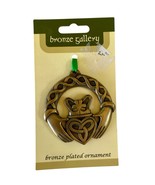 Claddagh Ring Bronze Plated Ornament Green Ribbon New 3” - $14.85