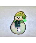 Green &amp; White Snowman Stained Glass Sun Catcher - £28.69 GBP