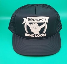 Vintage Hawaii Hang Loose Hat Black Mesh Trucker Foam Rope Snapback Cap Surfing - £10.11 GBP