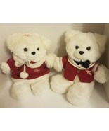 Vintage Pair of Dan Dee Winn &amp; Dixie Plush Holiday Teddy Bears 12&quot; Winn ... - $31.04