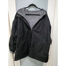 Black Hooded Utility Jacket Fleece Lined 28&quot; PTP 32&quot; Length Unbranded Wa... - $539.40 MXN