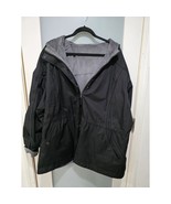 Black Hooded Utility Jacket Fleece Lined 28&quot; PTP 32&quot; Length Unbranded Wa... - $529.68 MXN