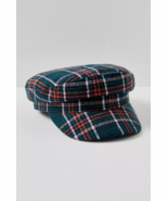 Free People Lilibeth Green Plaid Lieutenant Newsboy Hat Cap - $1,120.36 MXN